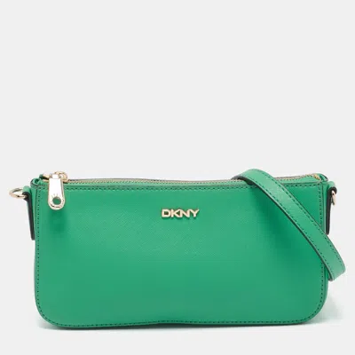 Pre-owned Dkny Green Leather Bryant Park Crossbody Bag