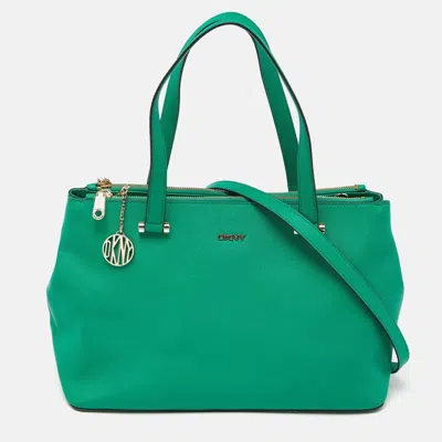 Dkny Green Leather Bryant Park Double Zip Tote