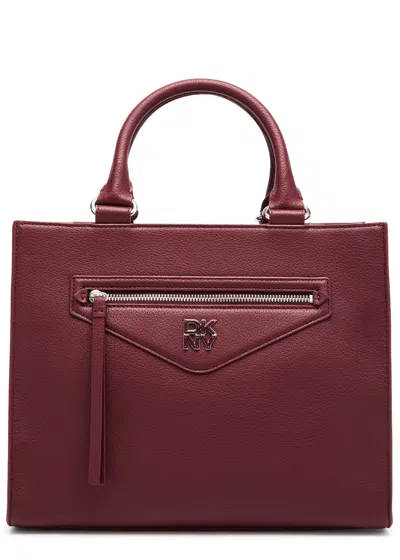Dkny Green Point Grained Leather Tote In Burgundy