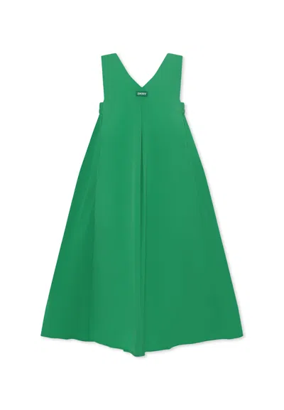 Dkny Kids' Green Sleeveless Dress For Girl With Logo