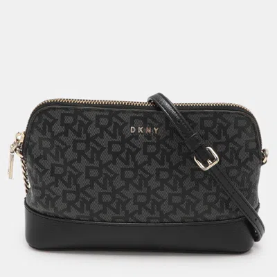 Pre-owned Dkny Grey Leather And Pvc Crossbody Bag