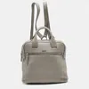 Dkny Grey Leather Convertible Backpack In Gray