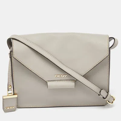 Pre-owned Dkny Grey Leather Flap Crossbody Bag