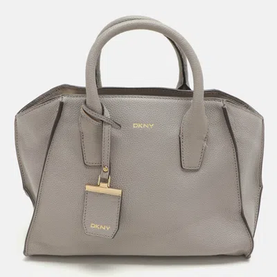 Dkny Grey Leather Satchel In Gray