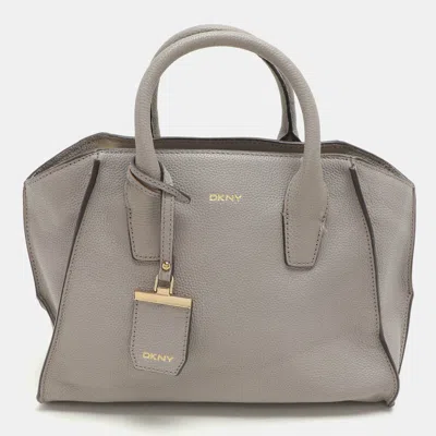 Dkny Grey Leather Satchels In Gray