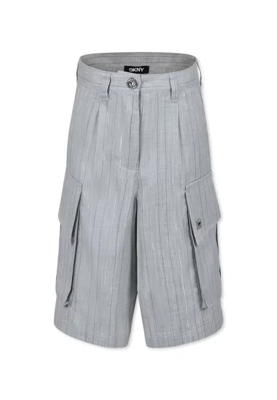 Dkny Kids' Grey Shorts For Girl With Logo