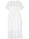 Dkny Grid Pattern Midi Dress With Jewel Neckline In White