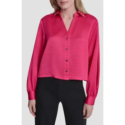 Dkny Grommet Collar Button-up Shirt In Pink