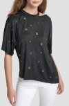 Dkny Grommet Cutout Knit Top In Black