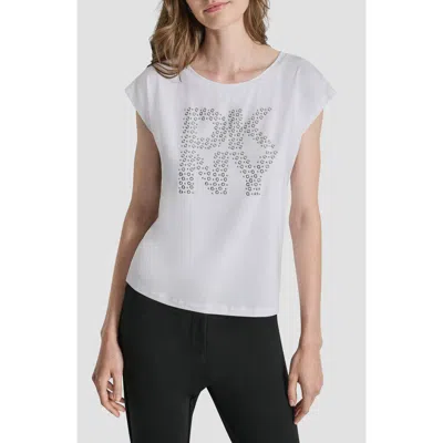 Dkny Grommet Logo T-shirt In White