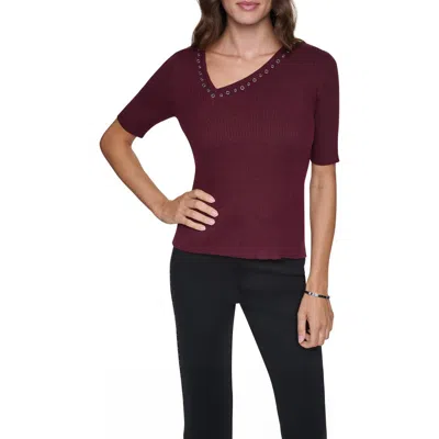 Dkny Grommet Rib Sweater In Brown