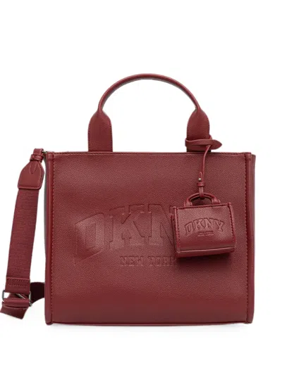 Dkny Hadlee Logo-embossed Charm Tote Bag In Burgundy