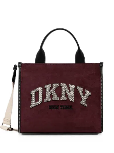 Dkny Hadlee Logo-patch Tote Bag In Burgundy