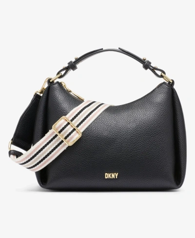 Dkny Hailey Top Zip Crossbody Bag In Blk,gold