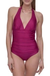 Dkny Halter One-piece Swimsuit In Purple