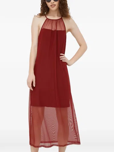 Dkny Halterneck Midi Dress In Red