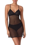 Dkny Heart Sheer Mesh Chemise In Black