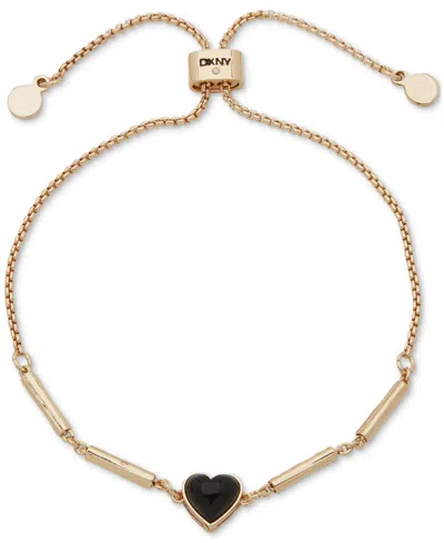 Dkny Heart Stone Slider Bracelet In Black