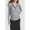 Dkny Heather Foil Drape Top In Gray