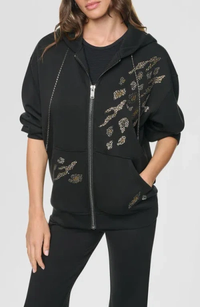 Dkny Heatset Animal Chain Link Zip Hoodie In Black