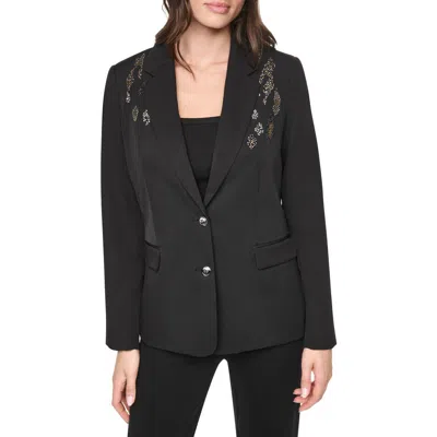 Dkny Heatset Animal Studded Blazer In Black