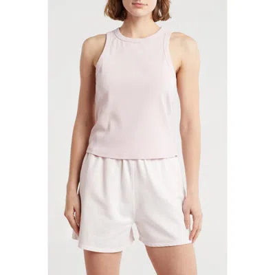 Dkny High Neck Rib Tank Top In White