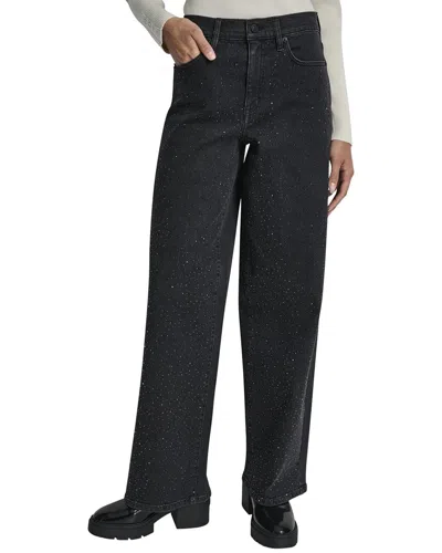 Dkny High Rise Anchor1 Wide Leg Jean In Black