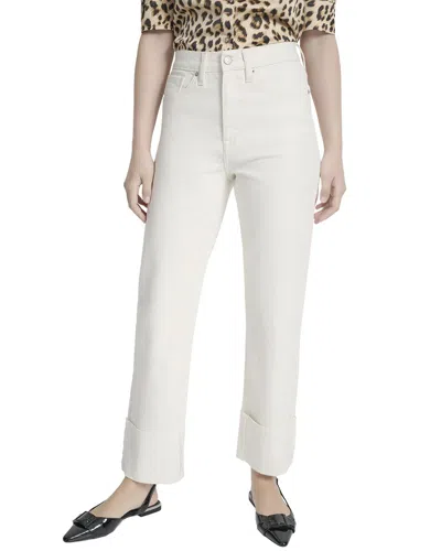 Dkny High Rise Ecru Relaxed Straight Jean In White
