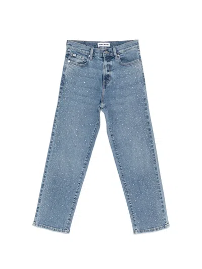 Dkny High-rise Embellished Jeans In Blue