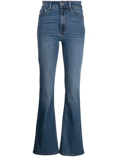 Dkny High-rise Flared Jeans In Blue