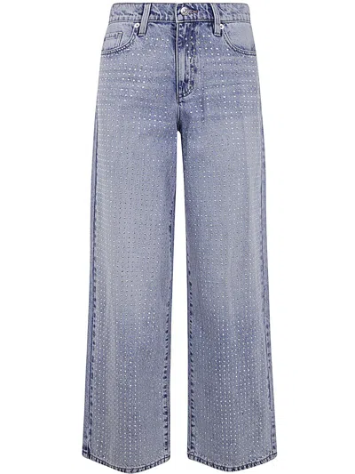 Dkny High Rise Rhinestud Embellished Wide Leg In Blue