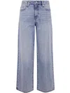 Dkny High Rise Rhinestud Embellished Wide Leg In Lake