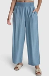 Dkny Jeans High Rise Tencel® Lyocell Wide Leg Pants In Chambray