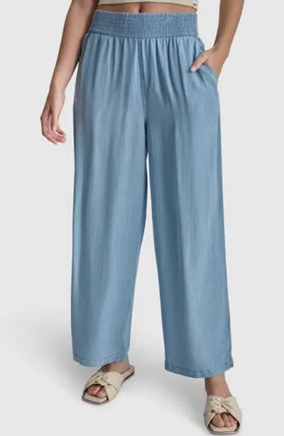 Dkny Jeans High Rise Tencel® Lyocell Wide Leg Pants In Chambray