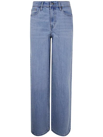 Dkny High Rise Rhinestud Embellished Wide Leg In Blue