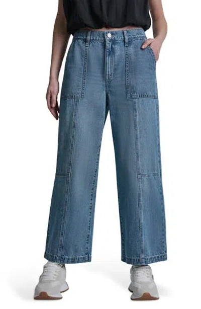 Dkny High Waist Ankle Wide Leg Utility Jeans In Waterfall