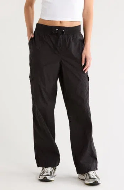 Dkny High Waist Straight Leg Cotton Cargo Pants In Black