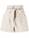 Dkny High-waisted Drawstring Shorts In Neutrals