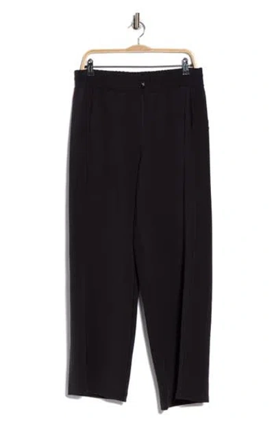 Dkny Highline High Waist Ribbed Pull-on Pants In Black