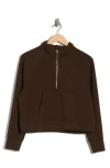 Dkny Highline Ribbed Half-zip Pullover In Brown