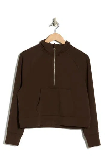 Dkny Highline Ribbed Half-zip Pullover In Brown