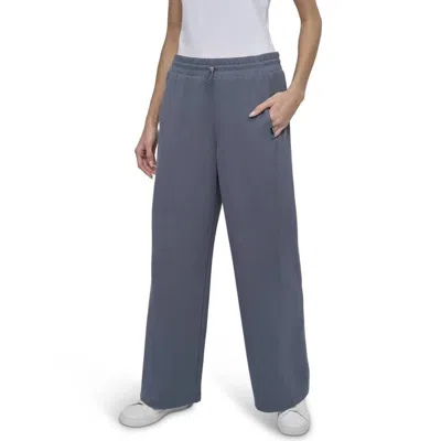 Dkny Highline Ribbed Wide-leg Pant In Turbulence In Blue