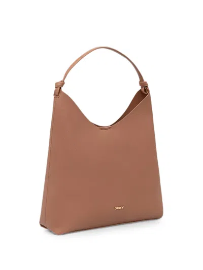 Dkny Hobo Paula Pebbled Tote Bag In Brown