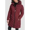 Dkny Hooded Chevron Puffer Jacket In Burgundy