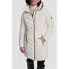 Dkny Hooded Chevron Puffer Jacket In Neutral