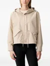 Dkny Hooded Drawstring Jacket In Neutral