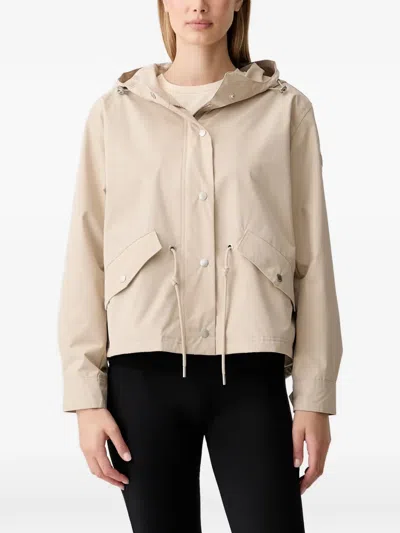 Dkny Hooded Drawstring Jacket In Neutral