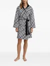 Dkny Hooded Geometric Print Robe In Multi