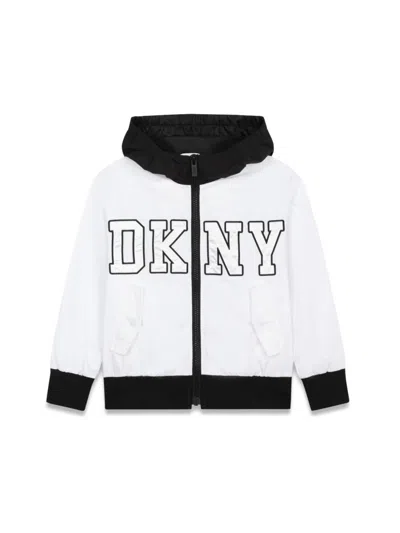Dkny Kids' Logo印花连帽夹克 In White