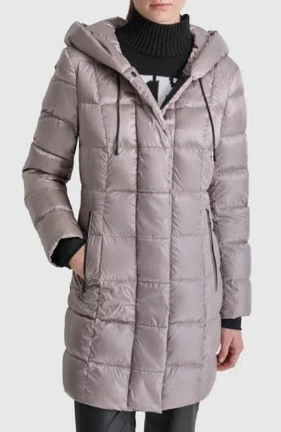 Dkny Hooded Packable Down Jacket In Thistle